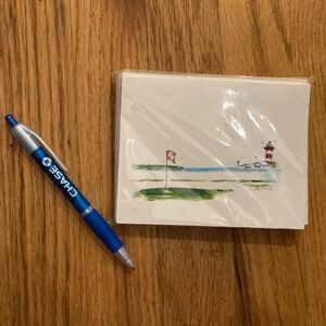 Note Cards 10 ct Golf  & Lighthouse by Alan Waitley 5 1/2” x 4 1/4”